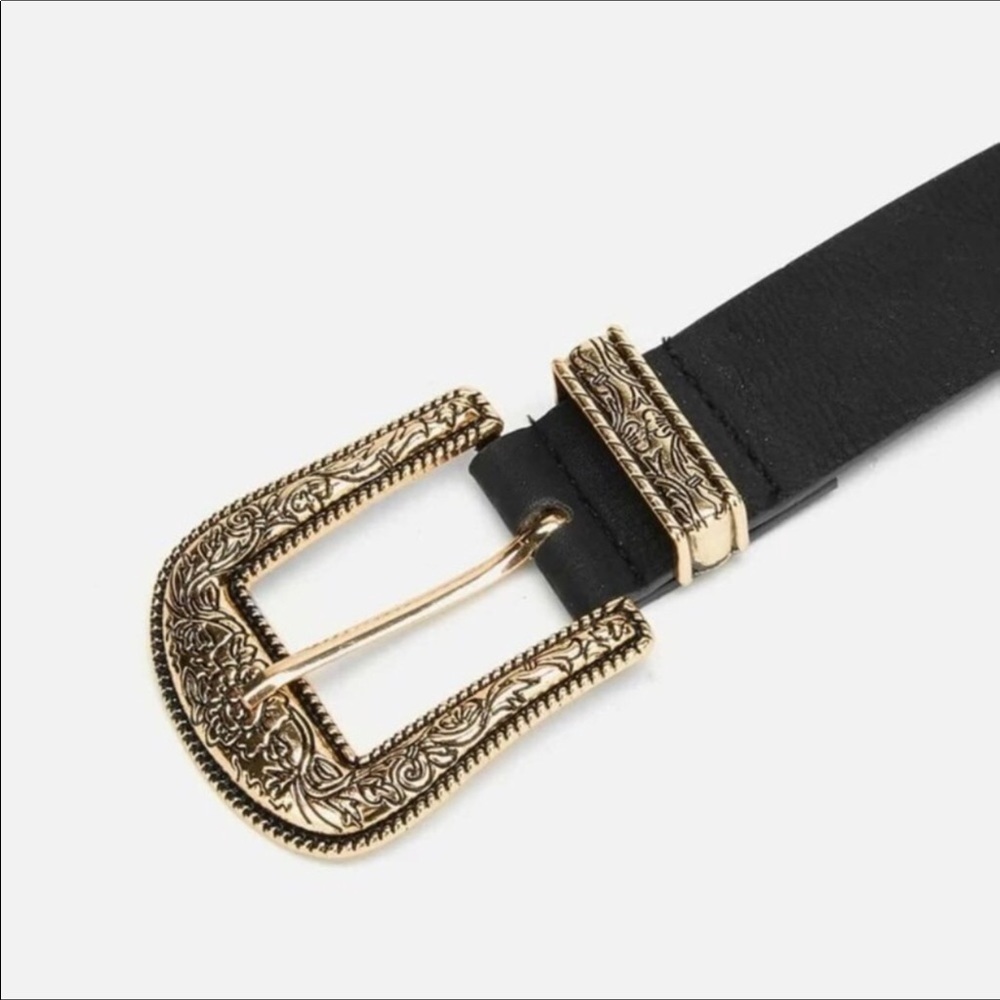 Double buckle belt western boho black gold - Picture 3 of 3